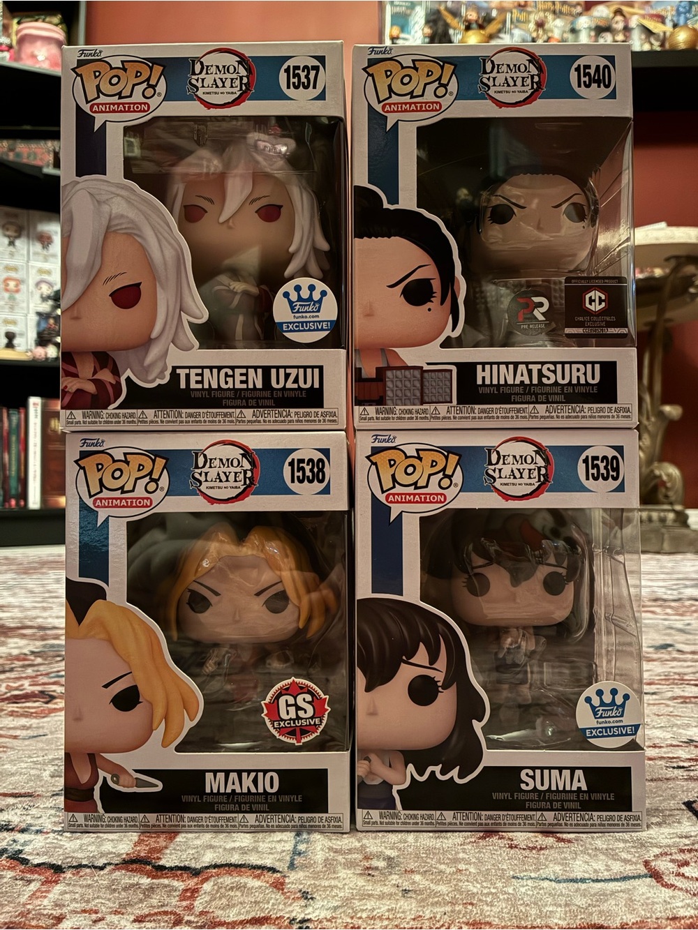 Demon Slayer Tengen Uzui, Makio, Hinatsuru, Suma Funko pop! Set